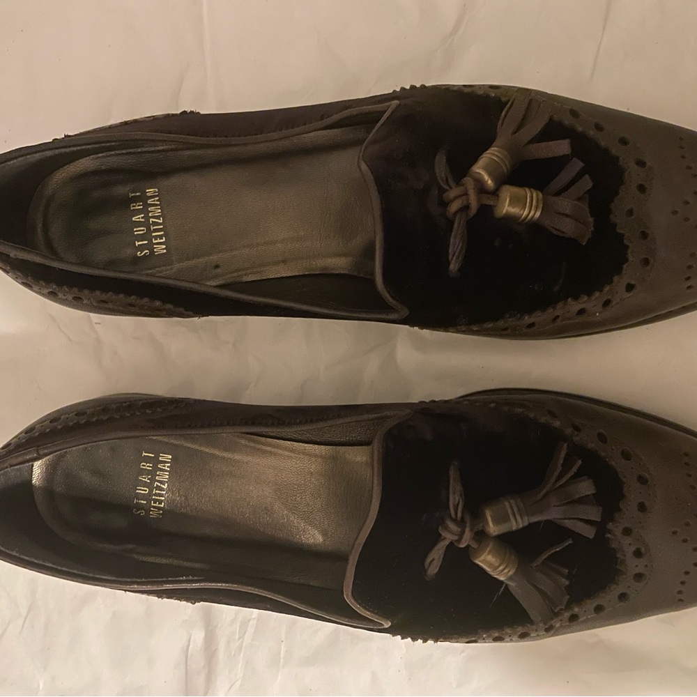 Stuart Weitzman Dark Brown Tassel Loafers